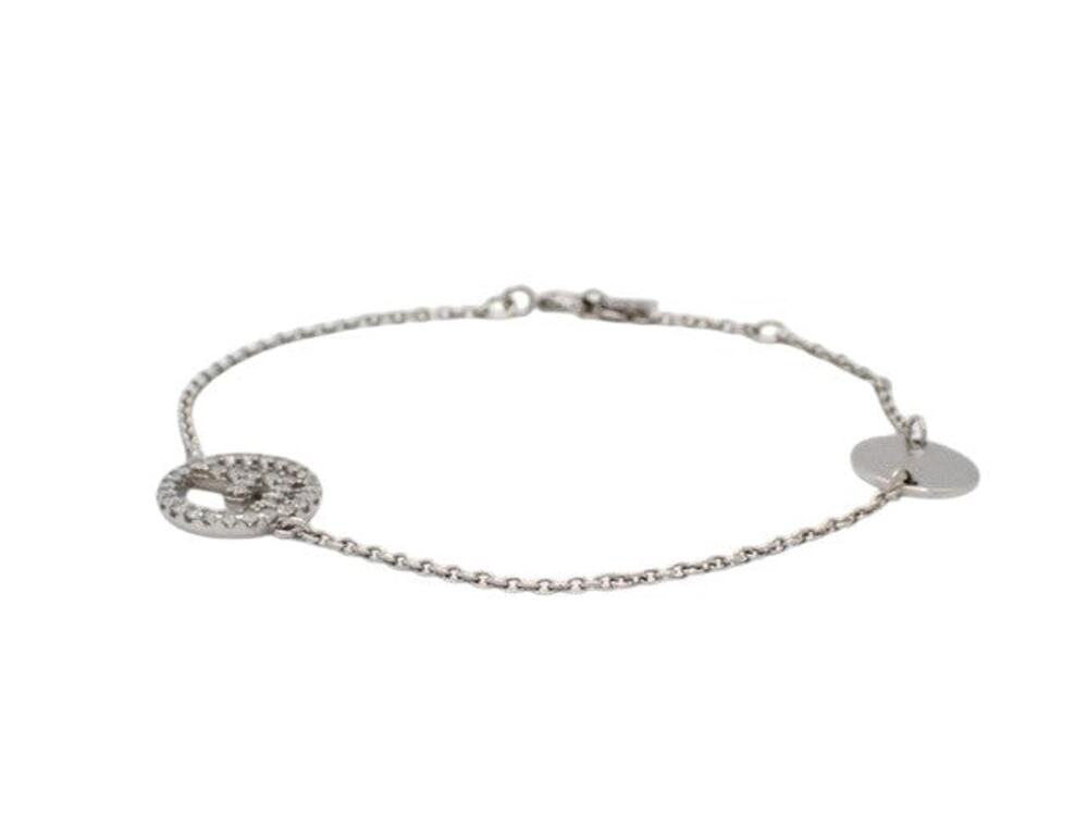 6884 - Fendi 'F Is Fendi' Crystal Oval Logo Chain Bracelet Silver Palladium